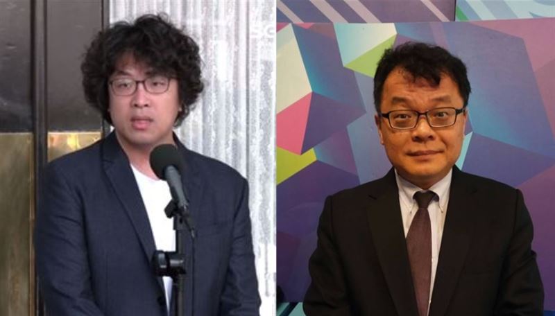 沈伯洋提到「國民黨其實不是沒有正常的人」,陳揮文直呼「說得太好了」,問「藍委54人,哪一個正常?」(組合圖)