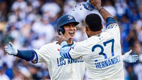 ▲道奇隊韓國新星金慧成炸裂單場雙響砲。（圖／翻攝自道奇隊X）