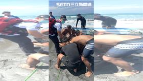 旗津三路海邊上午驚傳遊客溺水，送醫搶命中。（圖／翻攝畫面）
