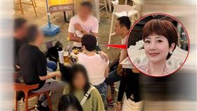 劉曉憶與Jay及朋友坐在用餐區聚餐，雖然被熟男包圍，她卻十分融入其中。（圖／讀者提供）

