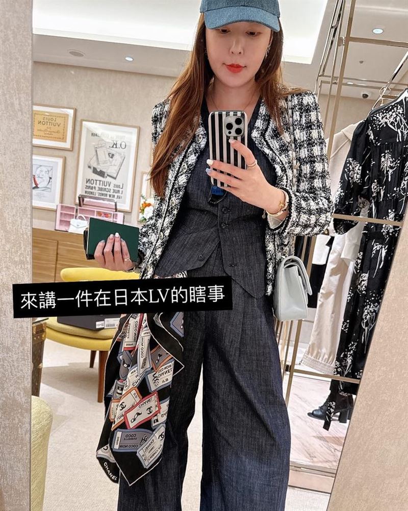 周品均在東京銀座LV購買一個大包包，消費流程讓她感覺異常。（圖／翻攝自周品均 threads）