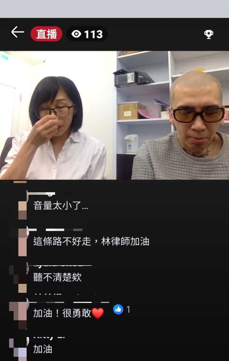知名律師呂秋遠孩子生母（左）開臉直播，不再匿名，到知名作家H（右）的臉書直播上，直接淚控：「我要站出來阻止他再騙人！」（圖／翻攝臉書直播）