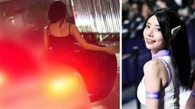 本刊日前目擊樂天「最正MC」艾融工作後回家放行李箱後又立刻出門，家門口早已有一台保時捷在等她上車。（圖／本刊攝影組）