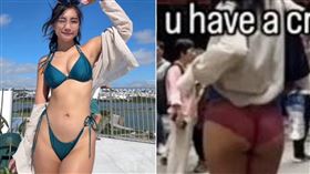 ▲嘿尼在香港掀起短裙露出內褲，引發熱議。（圖／翻攝自IG @3bunnybrownie6）