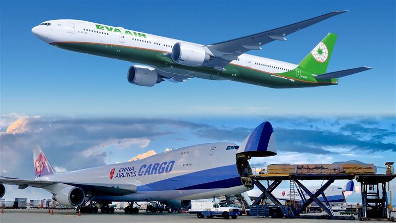 華航與長榮先後宣布與台塑石化簽署永續航空燃油（Sustainable Aviation Fuel, SAF）合作備忘錄。（合成圖／中華航空與長榮航空提供）