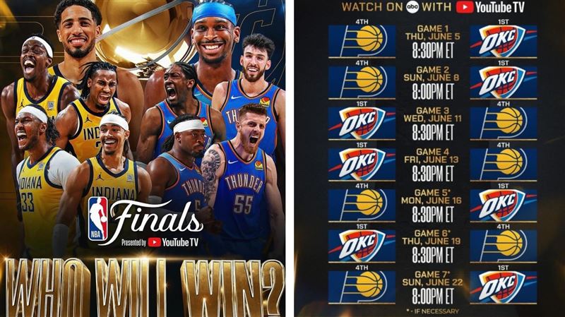 雷霆、溜馬將在本週五冠軍賽首戰正面交鋒。（圖／翻攝自NBA X）