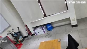 營造商施工碎石噴飛　砸中名校教室窗戶