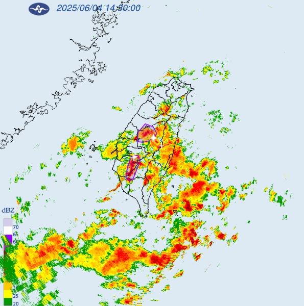 大雷雨狂轟4縣市。(圖/翻攝自氣象署)