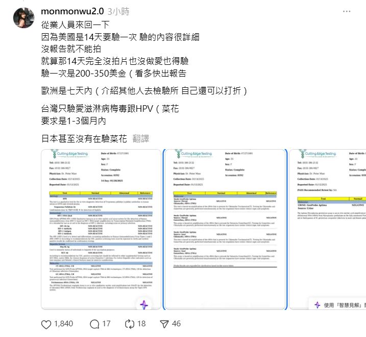 網友問：「歐美片為啥男優都可以不戴套，日本或是台灣的都會戴 ？」吳夢夢給答案了。（圖／翻攝自吳夢夢Threads）