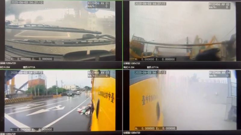 垃圾車執行收運途中，突然竄出白煙起火。(圖／翻攝畫面)