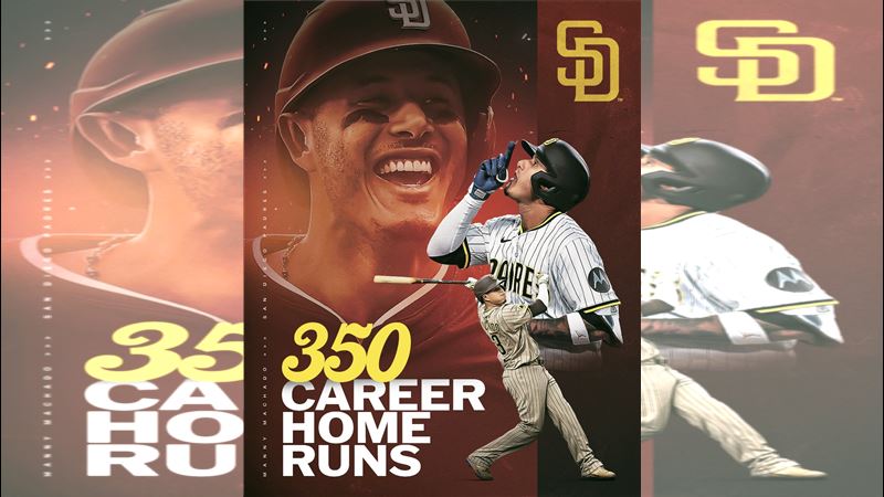 馬查多(Manny Machado)敲出大聯盟生涯第350轟。(圖/翻攝自MLB推特)