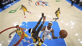 ▲亞歷山大（Shai Gilgeous-Alexander）在2025年NBA總冠軍賽G1轟下38分。（圖／美聯社／達志影像）