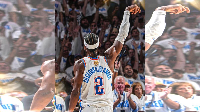 亞歷山大（Shai Gilgeous-Alexander）在2025年NBA總冠軍賽G1轟下38分。（圖／翻攝自X平台 @NBA）