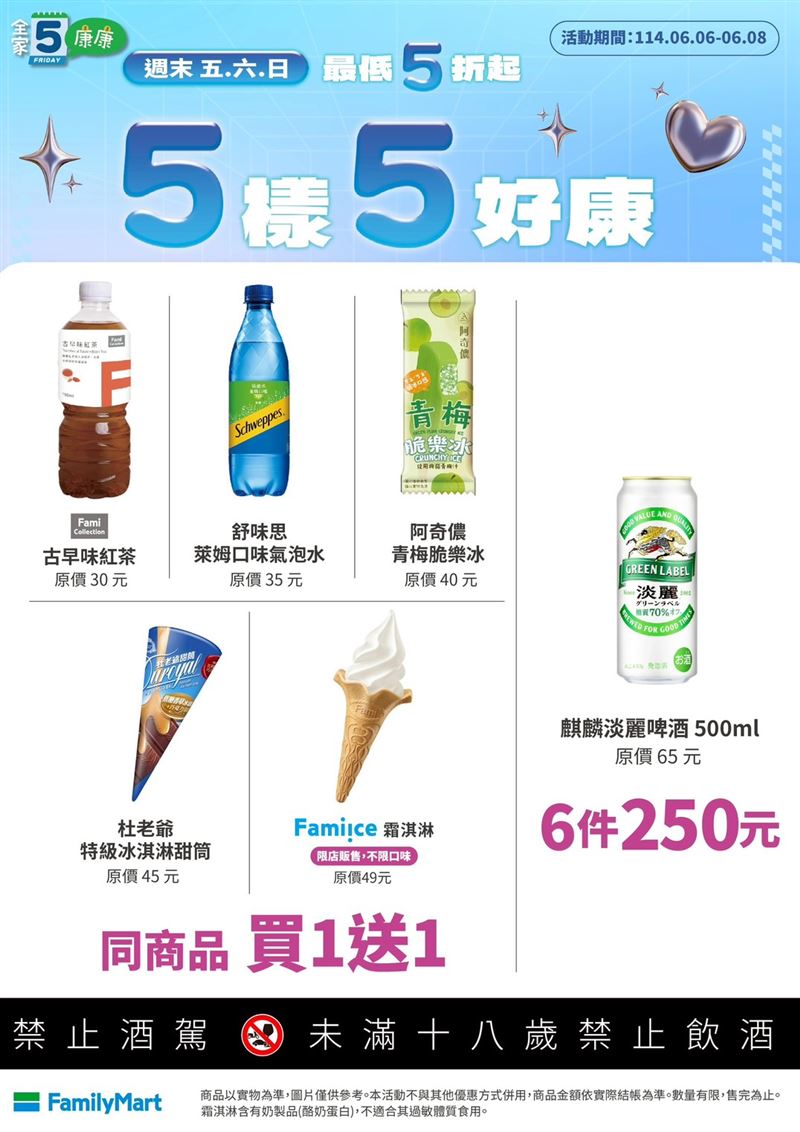 不妨趁週末假日優惠,盡情享受冰品和冰咖啡(圖/全家超商提供)