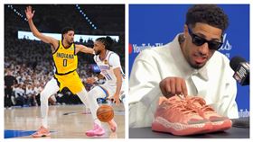 ▲哈利柏頓（Tyrese Haliburton）在NBA冠軍賽首戰絕殺雷霆。（圖／美聯社／達志影像）
▲哈利柏頓（Tyrese Haliburton）首度亮相個人首雙簽名鞋PUMA Hali 1。（圖／翻攝自NBA KICKS X）