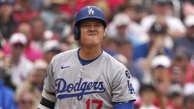 ▲大谷翔平9局上才敲安，靠暴投得分中斷道奇近2戰連17局0得分乾旱。（圖／美聯社／達志影像）