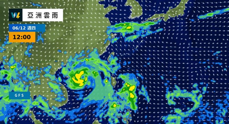 92W預測未來將進入南海,並以朝中國華南地區移動機率最高(圖/翻攝自天氣風險 WeatherRisk)