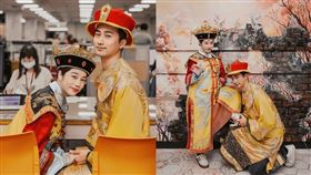 YouTuber荒姨曬古裝照，宣布姨和老公領證結婚。（圖／翻攝自IG @hhhuangyiii）