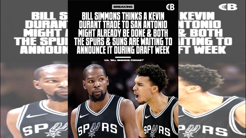 NBA資深記者西蒙斯(Bill Simmons)爆料,馬刺將成為杜蘭特(Kevin Durant)新東家。(圖/翻攝自CourtsideBuzz X)