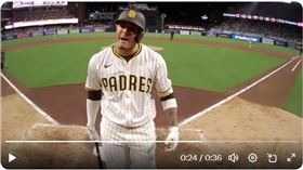 ▲馬查多（Manny Machado）10局下滿球數遭主審拉弓。（圖／翻攝自Talkin’ Baseball X）