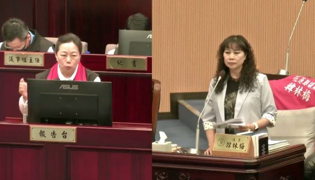 徐榛蔚在議會備詢時幫傅崐萁喊冤。（圖／翻攝自花蓮縣議會臉書直播）