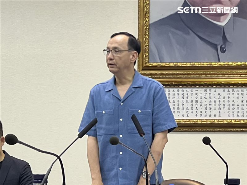 朱立倫11日下午在國民黨中常會上發表談話。（圖／記者蘇晏男攝影）