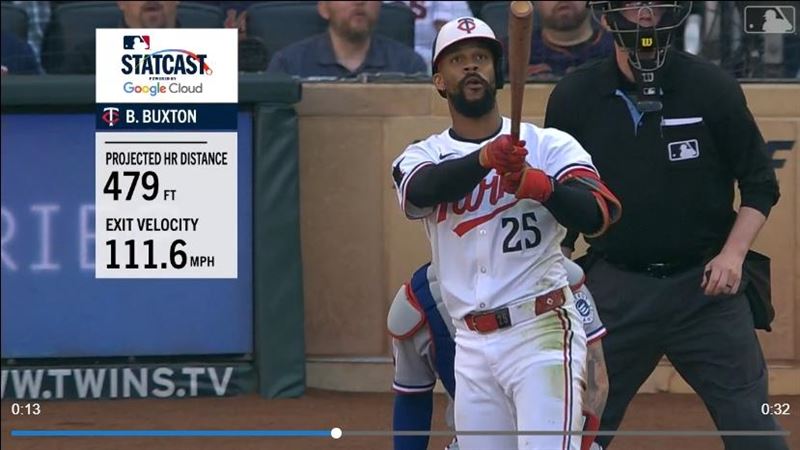 雙城中外野手巴克斯頓(Byron Buxton)敲出大聯盟本季第2遠的1轟。(圖/翻攝自MLB官網)