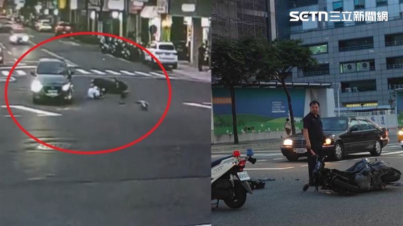 「闖紅燈」擊落倒楣騎士!女駕駛闖禍傻眼