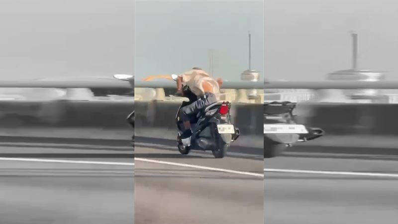國道詭異「追夢人」!猙獰騎車狂飆影片曝