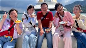 宮美樂（左起）、籃籃、阿翔以及楊繡惠出外景。（圖／民視提供）