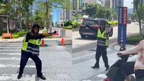 ▲宏匯廣場保全陳大哥，被民眾稱為魔性指揮阿伯。（圖／記者李育道攝影）