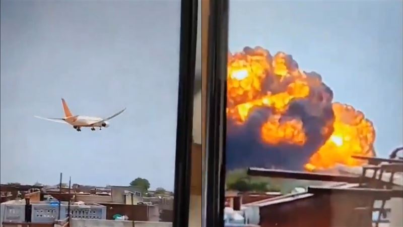 印度航空飛往英國倫敦班機剛從機場起飛便墜毀，死傷慘重。（圖／翻攝自Ｘ）