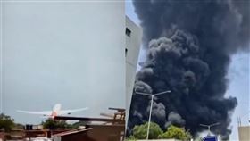 
印度航空墜機（右圖／AP／Viral Press 授權。左圖／AP／VALIDATED UGC 授權）
