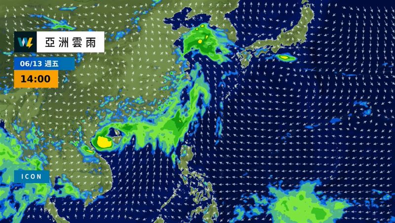 林孝儒表示,熱帶性低氣壓今日已持續北上進入台灣海峽北部。(圖/翻攝自天氣風險 WeatherRisk臉書)