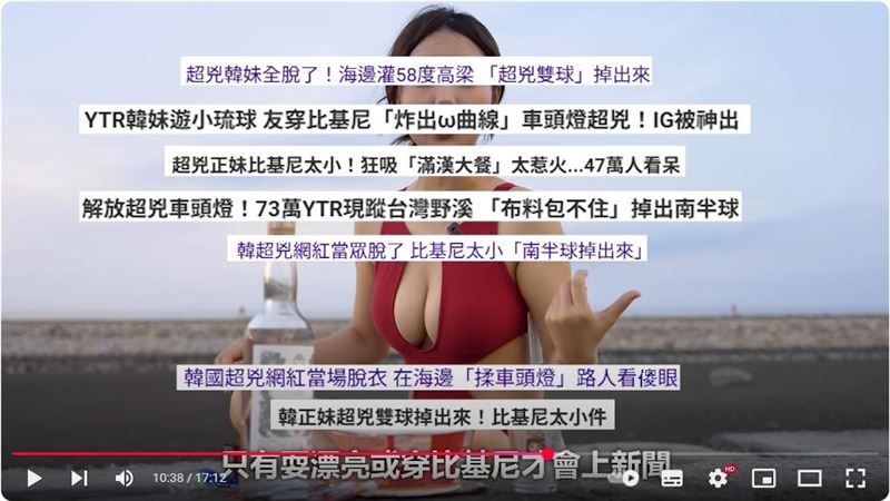 Judy在影片中提到，穿比基尼比較容易上新聞。（圖／翻攝自韓國女生Judy YouTube頻道）