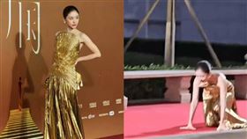 王子文在紅毯上慘摔。（圖／翻攝自微博）