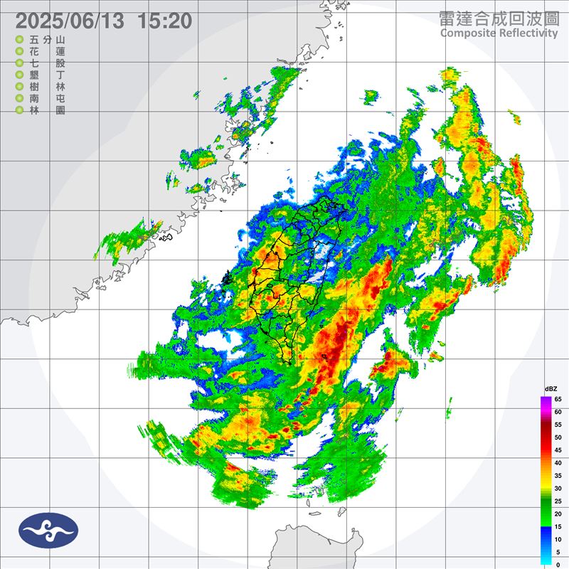 雷達回波。(圖/翻攝自中央氣象署)