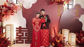 藝人陳奕與紀曦晨今（14）日在文華東方酒店舉行訂婚儀式。（圖／達騰娛樂提供）