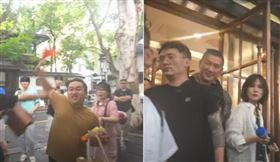 ▲中國男舉五星旗嗆館長「台獨狗」。（組合圖／翻攝自館長YT）