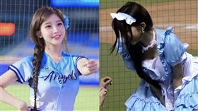 維心搞笑偷掀李珠珢裙子。（圖／翻攝自YT/啦啦隊合作攝）