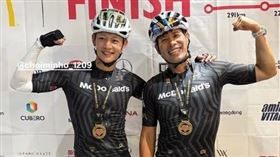 ▲珉豪（左）參加忠北道舉辦的鐵人三項競賽。（圖／翻攝自IG @bikus_coach_q）