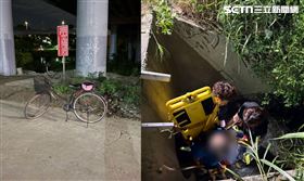 新北市,永和區,水溝,單車,老翁,水門,安全帽,墜落,命危,送醫▲圖片描述。（圖／翻攝畫面）