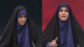 以色列空襲伊朗國營電視台　天花板掉落主播急逃離（圖／翻攝自X平台@VivianBercovici）