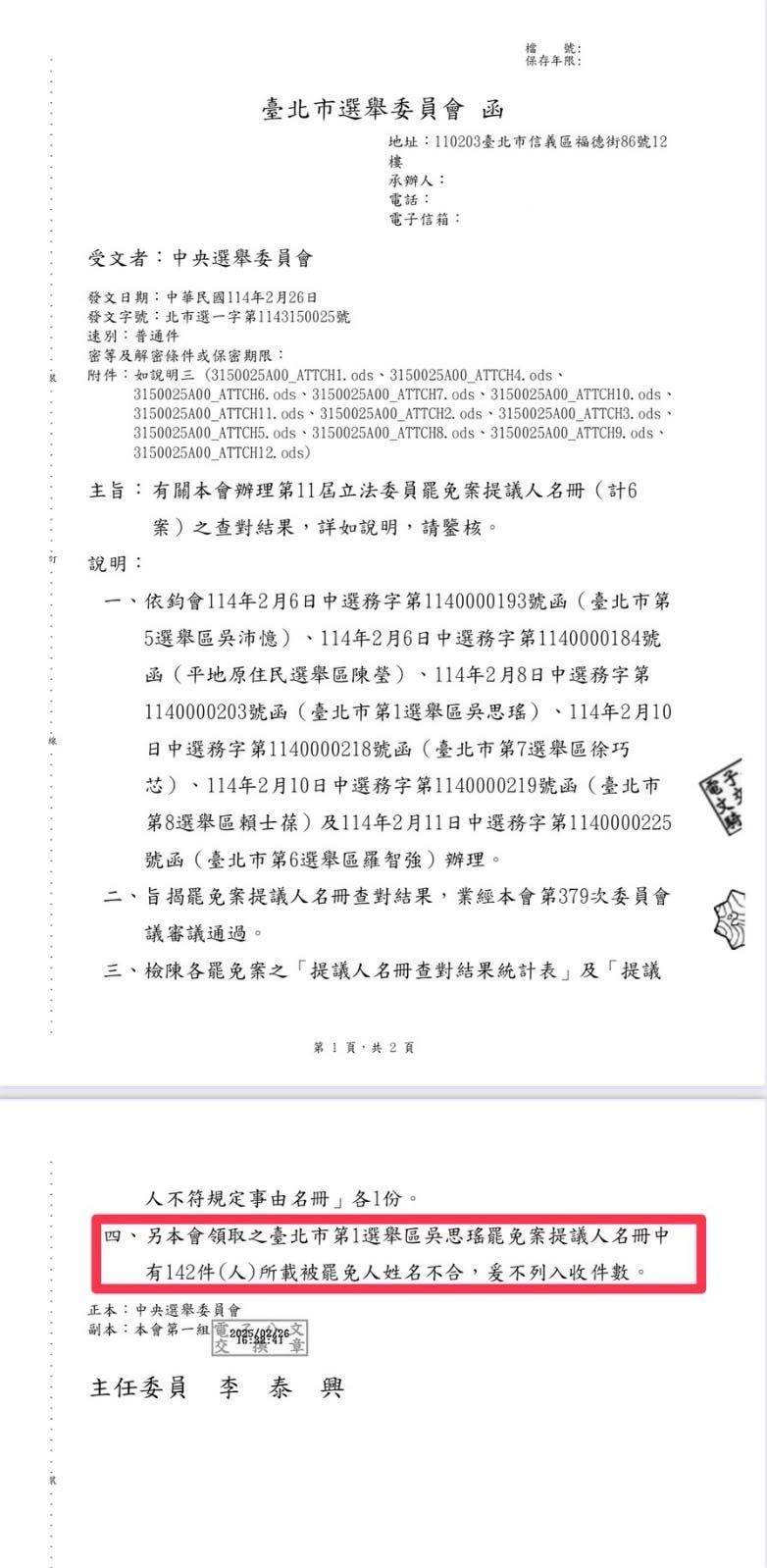 簡舒培說,台北市長蔣萬安不願面對的真相!北檢揪出國民黨罷免中央廚房「作業疏失」,142份罷免吳思瑤提議書「姓名不合」,竟是罷免吳沛憶提議書混入!(圖/翻攝自簡舒培臉書)