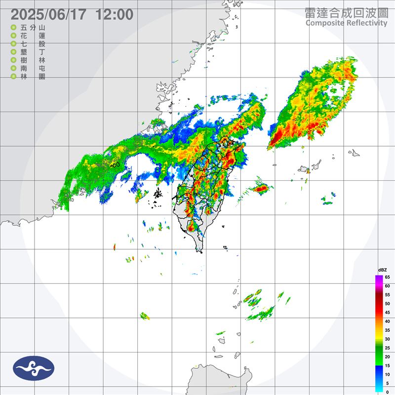 氣象署說,今天(17日)持續是西南風影響,且水氣偏多、天氣不穩定,西半部有局部陣雨甚至雷雨。(圖/翻攝自氣象署)