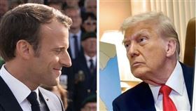 ▲法國總統馬克宏與美國總統川普會面，援烏「還錢說」引發國際熱議。（圖／翻攝自馬克宏、川普臉書）