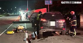 驚悚車禍現場！台中休旅車撞橋墩1死1重傷(圖/翻攝畫面)