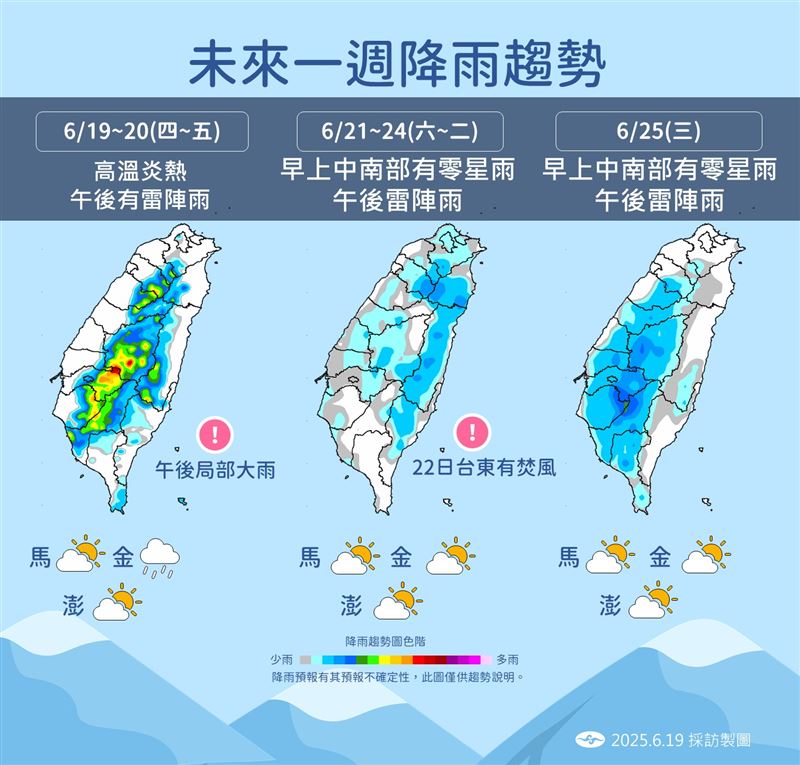 未來一週降雨趨勢。(圖/氣象署)