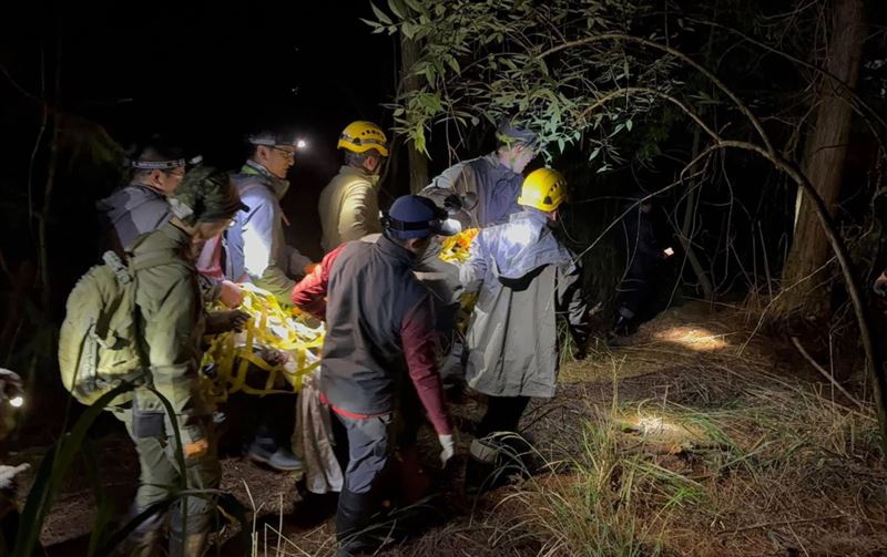 獸醫師發現黑熊體型瘦弱，左前掌受困套索有部分組織壞死，已進行部分切除。(圖／翻攝自林業及自然保育署臺中分署臉書)