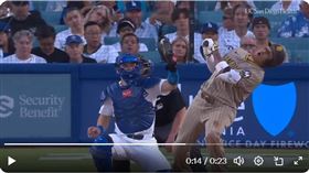▲馬查多（Manny Machado）19日對上道奇被頭部近身。（圖／翻攝自Talkin’ Baseball X）